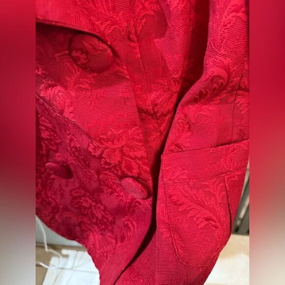 Talbots Printed Red Pea Coat Jacket Women's Size Petite Large Red - Picture 10 of 15